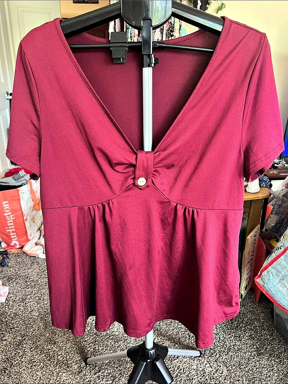 SHEIN Peplum Top in Burgundy Size 2XL Like New